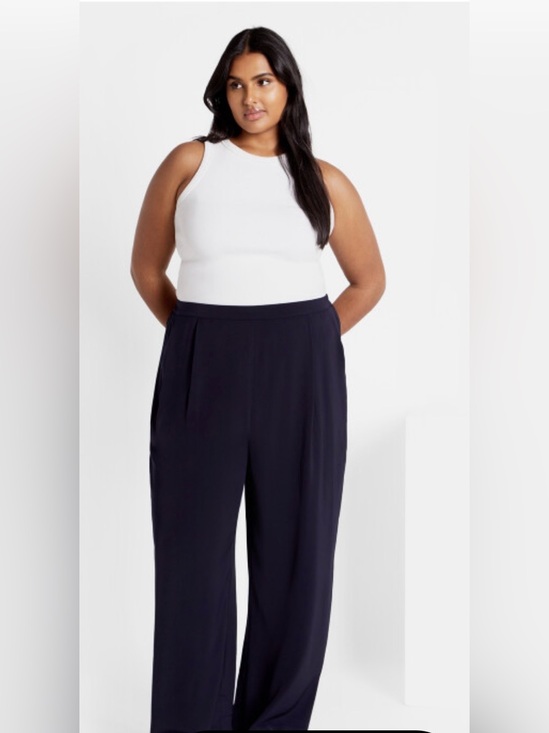 City Chic Pants - City Chic, Wide Leg Pull on Navy Pants, UK 22